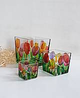 Svietidlá - Sklenený svietnik tulipány - 15944078_