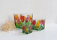 Svietidlá - Sklenený svietnik tulipány - 15944079_