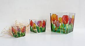 Svietidlá - Sklenený svietnik tulipány - 15944080_