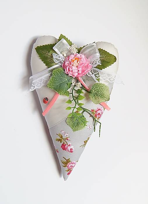 Dekorácie - Jesenné srdce - väčšie, romantické s ružičkami - 15943402_