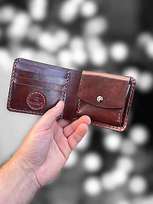 Peňaženky - No.010 Slim kožená peňaženka na hotovosť, karty a mince - 15942881_