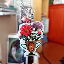 Náhrdelníky - Záhradka vo vzácnej šálke - náhrdelník s ilustráciou, prírodnými kamienkami a chirurg. oceľ - 15946511_