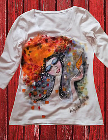 Topy, tričká, tielka - Ručnemaľované tričko - Jesenka 2 - 15946406_