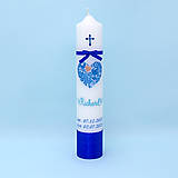 Sviečky - Ľudová modrá sviečka na krst - 15948378_