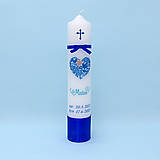 Sviečky - Ľudová modrá sviečka na krst - 15948379_