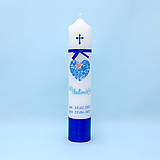 Sviečky - Ľudová modrá sviečka na krst - 15948380_