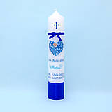 Sviečky - Ľudová modrá sviečka na krst - 15948381_