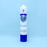 Sviečky - Ľudová modrá sviečka na krst - 15948382_