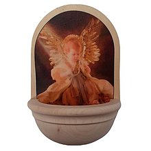 Dekorácie - Drevená svätenička s anjelom - 15945922_