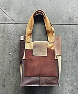 Veľké tašky - HNEDÁ zošívaná kožená shopper taška - 15947664_
