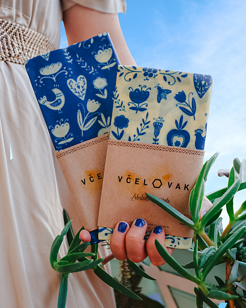 Úžitkový textil - Včelovak • vrecko na pečivo • veľký • Modrotlač - 15946377_