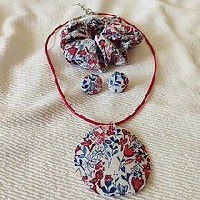 Sady šperkov - UPcyklovaná BIŽUTÉRNA SADA  kvetinové náušnice, náhrdelník a scrunchie - 15947777_