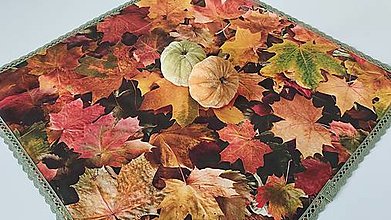 Úžitkový textil - Obrus s čipkou,,jesenné listy" - 15949309_