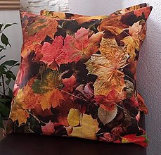 Úžitkový textil - Obliečky na vankúše,,jesennè listy" (V gaštanovej kombinácii) - 15949776_