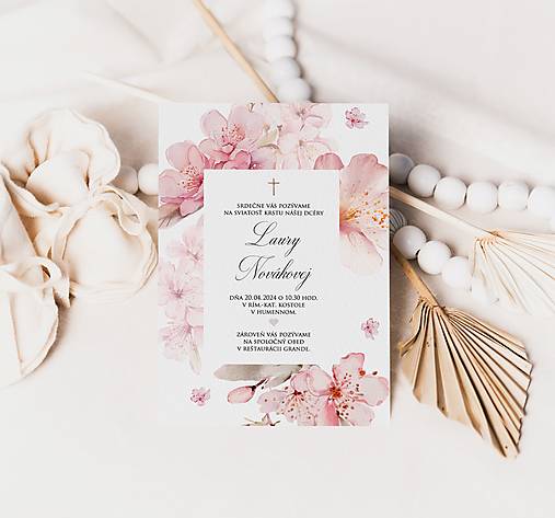 Papiernictvo - Pozvánka na krst Čerešňový kvet - 15949717_