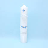Sviečky - Bielo modrá sviečka na krst s anjelikom - 15950614_
