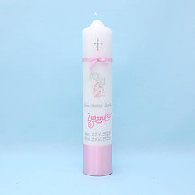 Sviečky - Ružová sviečka na krst s anjelikom - 15950607_