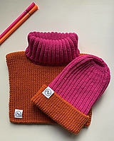 Čiapky, čelenky, klobúky - Dvojfarebná čiapka (Ružová/oranžová) - 15949914_
