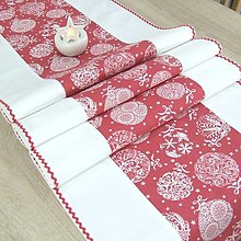 Úžitkový textil - RADANA červeno-biele Vianoce  - stredový obrus - 15949326_