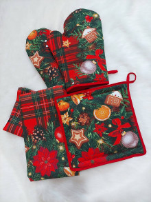 Úžitkový textil - Vianočný set do kuchyne - 15950151_