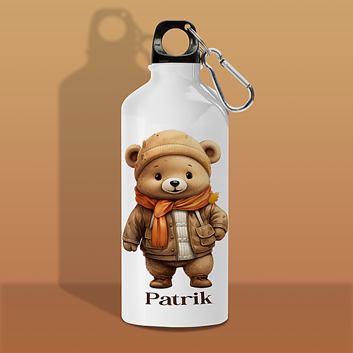 Nádoby - MACKO fľaša s ľubovoľným menom pre deti - 15949167_