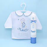 Detské oblečenie - Vyšívaná košieľka na krst "Modrý anjelik s krížikom" - 15953186_