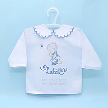 Detské oblečenie - Vyšívaná košieľka na krst "Modrý anjelik s krížikom" (Košieľka bez SBD) - 15953195_