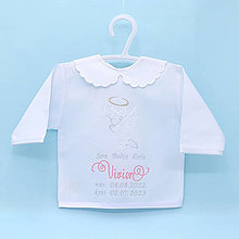 Detské oblečenie - Ružovo biela vyšívaná košieľka na krst "Anjelik" (košieľka +  SBD) - 15953232_