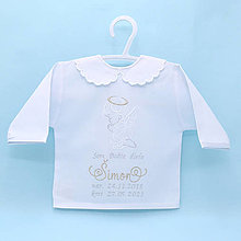 Detské oblečenie - Vyšívaná košieľka na krst "Anjelik v bielej košieľke" (košieľka + SBD) - 15953270_