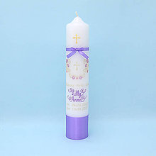 Sviečky - Folklórna sviečka na krst zlato fialová - 15953426_