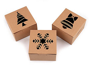 Obalový materiál - Vianočná papierová krabička natural s priehľadom 10 ks - 15951539_