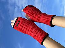 Rukavice - Červeno čierne rukavice s gombíkmi - 15953809_