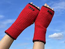 Rukavice - Červeno čierne rukavice s gombíkmi - 15953810_