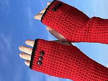 Rukavice - Červeno čierne rukavice s gombíkmi - 15953812_