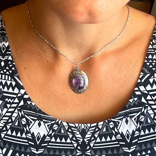 Amethyst Antique Silver Pendant / Prívesok s ametystom N0001