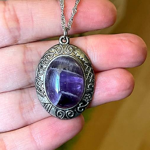 Amethyst Antique Silver Pendant / Prívesok s ametystom N0001