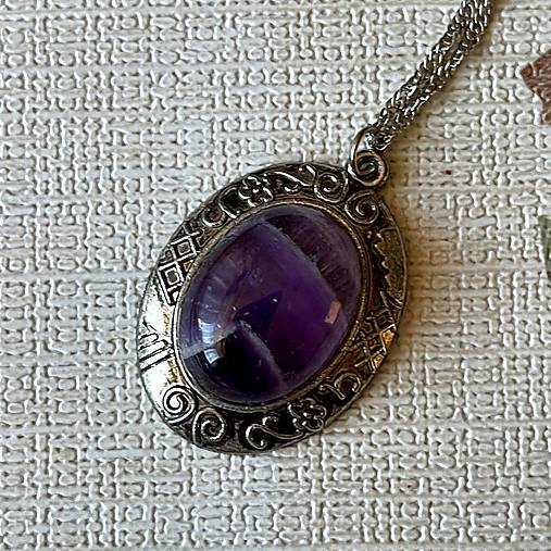 Amethyst Antique Silver Pendant / Prívesok s ametystom N0001