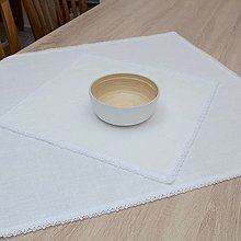 Úžitkový textil - BASTIEN  - ľanový štvorcový obrus biely - 15953676_