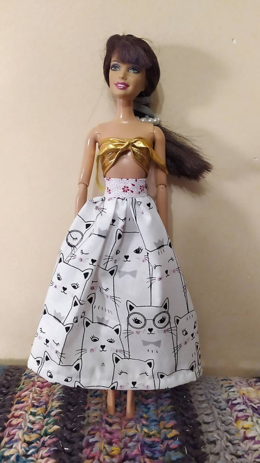 Hračky - Sukňa s mačičkami pre Barbie - 15955995_