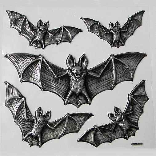 Papier - HALLOWEEN - samolepky - netopiere - sada - 15953615_
