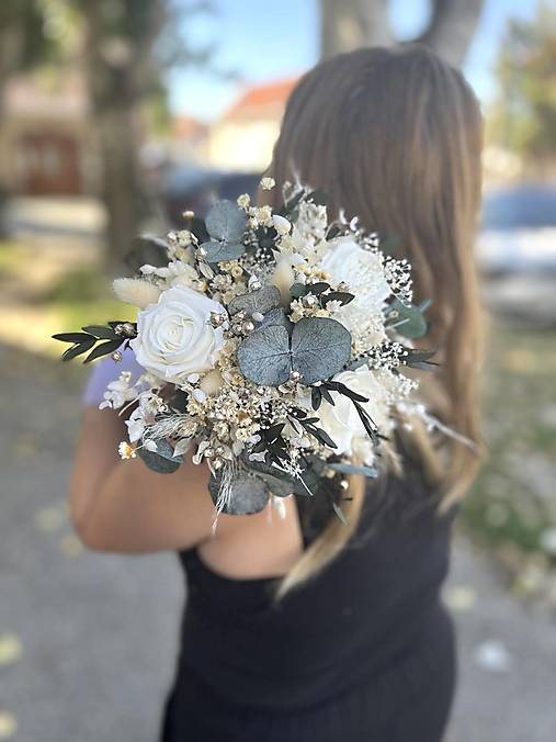 Kytice pre nevestu - Svadobná kytica zo sušených kvetov - 15955727_