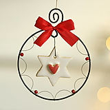 Dekorácie - vianočná hviezda s červenou mašličkou - 15958374_