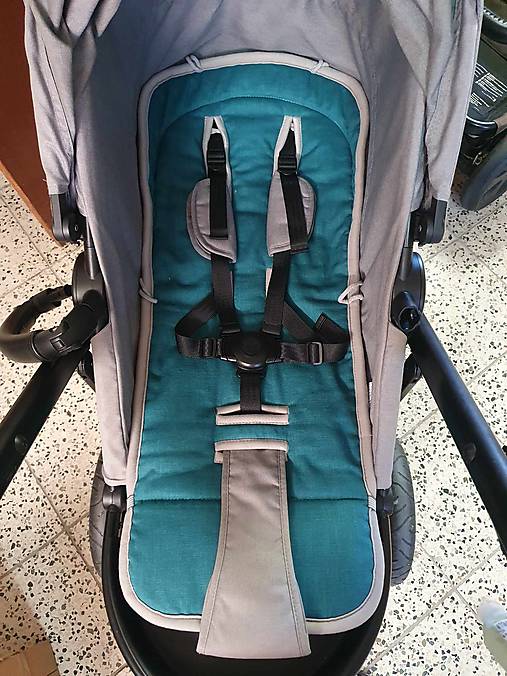 Detský textil - VLNIENKA Podložka do kočíka Britax Römer Smile 3 100 % MERINO Top super wash Grey 100% ľan Petrol Green 1 - 15956443_