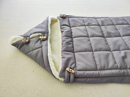 Detský textil - RUNO SHOP fusak pre deti 100% ovčie runo MERINO TOP super wash Natural Softshell šedý - 15958392_