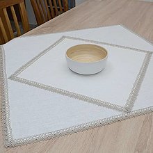 Úžitkový textil - BASTIEN  - ľanový štvorcový obrus biely s režnou čipkou - 15956794_