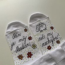 Ponožky, pančuchy, obuv - Motivačné maľované ponožky s nápisom: "Pán je môj pastier!" (biele 35-38 skladom) - 15957526_