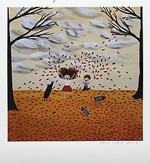 Grafika - Malé hotofky, Giclée Art Print, 18x20cm (Radostná jeseň) - 15958331_