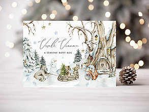 Papiernictvo - Otváracia vianočná pohľadnica Zima v lese 4 - 15960131_