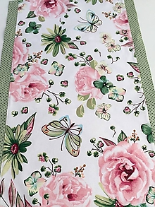 Úžitkový textil - bavlnený obrus motýle a ruže (83/39) - 15962552_