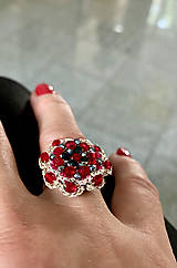 Sady šperkov - Červený čipkovaný set (Ag925) - 15960414_